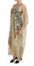 Gold Floral Lace Crystal Gown Cape Dress Dolce & Gabbana