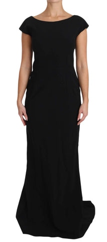 Black Stretch Fit Flare Gown Maxi Dolce & Gabbana