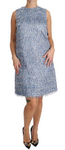 Light Blue Fringe Shift Gown Dress Dolce & Gabbana