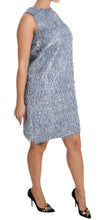 Light Blue Fringe Shift Gown Dress Dolce & Gabbana