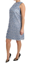 Light Blue Fringe Shift Gown Dress Dolce & Gabbana