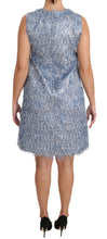 Light Blue Fringe Shift Gown Dress Dolce & Gabbana