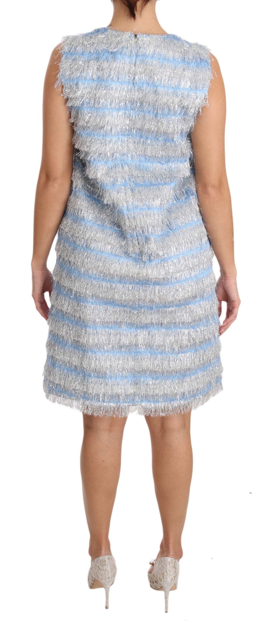 Light Blue Silver Shift Gown Dress Dolce & Gabbana