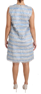 Light Blue Silver Shift Gown Dress Dolce & Gabbana