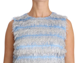 Light Blue Silver Shift Gown Dress Dolce & Gabbana