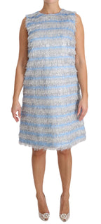 Light Blue Silver Shift Gown Dress Dolce & Gabbana