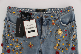 Crystal Roses Heart Embellished Jeans Dolce & Gabbana