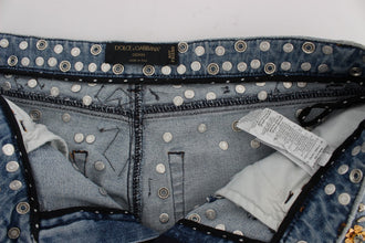 Crystal Roses Heart Embellished Jeans Dolce & Gabbana