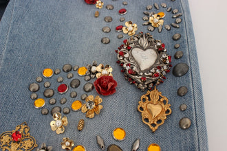Crystal Roses Heart Embellished Jeans Dolce & Gabbana