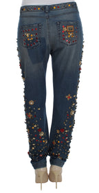 Crystal Roses Heart Embellished Jeans Dolce & Gabbana