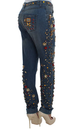 Crystal Roses Heart Embellished Jeans Dolce & Gabbana