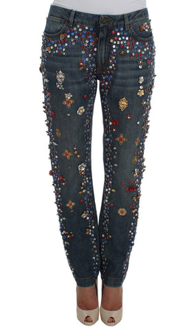Crystal Roses Heart Embellished Jeans Dolce & Gabbana