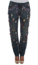 Crystal Roses Heart Embellished Jeans Dolce & Gabbana