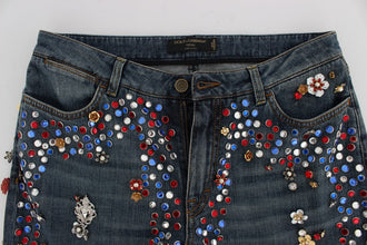 Crystal Roses Heart Embellished Jeans Dolce & Gabbana