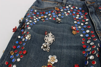 Crystal Roses Heart Embellished Jeans Dolce & Gabbana