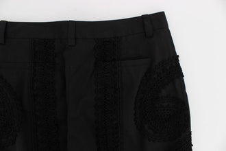 Black Cotton Stretch Torero Capris Pants Dolce & Gabbana