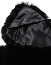 Dolce & Gabbana Black Lamb Fur Collar Women Neck Wrap Scarf