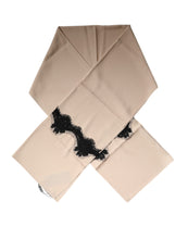 Dolce & Gabbana Beige Floral Lace Trim Silk Neck Wrap Scarf