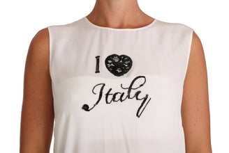 White Silk I LOVE ITALY Cami T-shirt Dolce & Gabbana