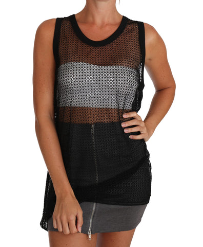 Black Mesh Transparent Blouse T-shirt Dolce & Gabbana