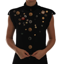 Black Embellished Floral Military Jacket Vest Dolce & Gabbana