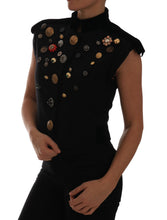 Black Embellished Floral Military Jacket Vest Dolce & Gabbana