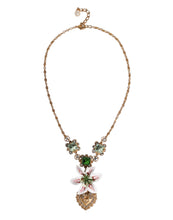 Dolce & Gabbana Gold Brass Lily Crystal Sacred Heart Pendant Necklace