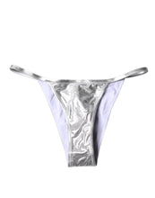 Dolce & Gabbana Silver Polyester Beachwear Bikini Bottom Swimwear