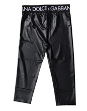 Dolce & Gabbana Black Logo Nylon Cropped Tights Pants Underwear