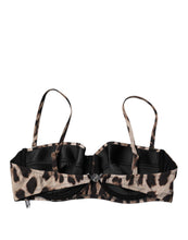 Dolce & Gabbana Brown Leopard Nylon Balconcino Bra Underwear