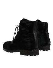 Dolce & Gabbana Black Pony Style Leather Mid Calf Boots Shoes