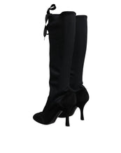 Dolce & Gabbana Black Lace Up Heels High Boots Shoes