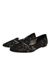Dolce & Gabbana Black Taormina Lace Slip On Flats Shoes