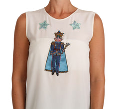 White Silk Crystal Sequined Fairy T-shirt Dolce & Gabbana