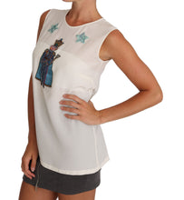 White Silk Crystal Sequined Fairy T-shirt Dolce & Gabbana