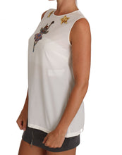 White Silk Embellished Crystal Sequin Fairy Top Dolce & Gabbana