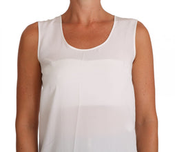 White Silk A-line Sleeveless Blouse T-Shirt Top Dolce & Gabbana