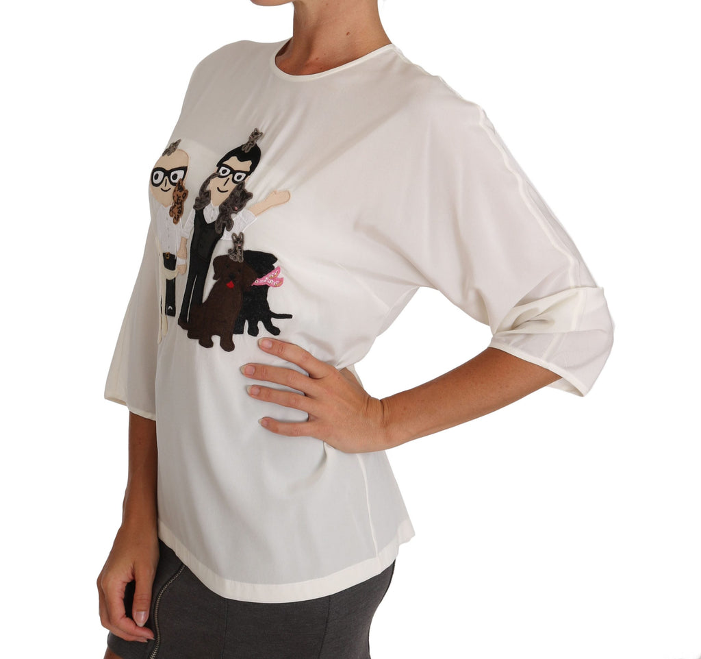 White Silk #dgfamily Blouse T-shirt Dolce & Gabbana