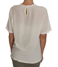 White Cream Silk Lace Top Blouse T-Shirt Dolce & Gabbana