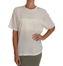 White Cream Silk Lace Top Blouse T-Shirt Dolce & Gabbana