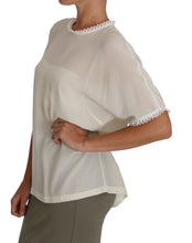White Cream Silk Lace Top Blouse T-Shirt Dolce & Gabbana