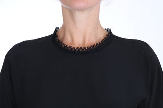 Black Silk Lace Top Blouse T-Shirt Dolce & Gabbana