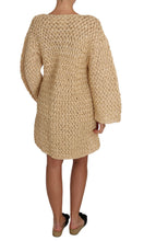 Beige Cardigan Crochet Knitted Raffia Sweater Dolce & Gabbana