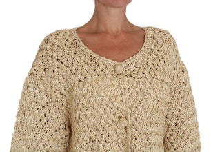 Beige Cardigan Crochet Knitted Raffia Sweater Dolce & Gabbana