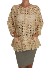 Beige Cardigan Crochet Knitted Raffia Sweater Dolce & Gabbana