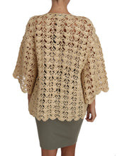 Beige Cardigan Crochet Knitted Raffia Sweater Dolce & Gabbana