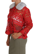 Red Cardigan Crochet Knit Raffia Sweater Dolce & Gabbana