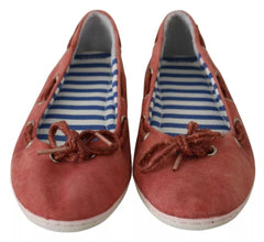 Pantofola D'Oro Scarlet Red Blue Stripe Flat Slip-On Shoes