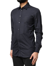 Dolce & Gabbana Dark Blue GOLD Cotton Long Sleeves Dress Shirt