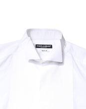Dolce & Gabbana White GOLD Cotton Poplin Bib Formal Men Dress Shirt